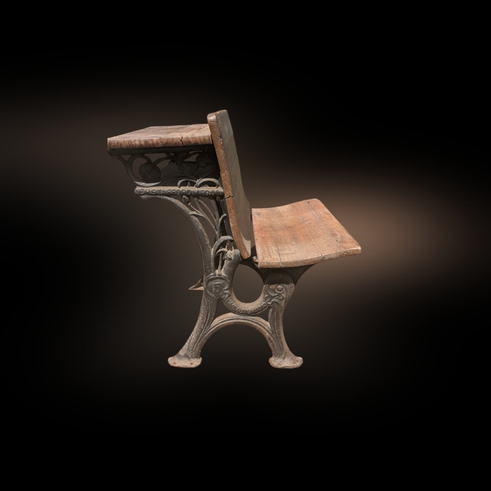Vintage Wooden and Iron School Desk